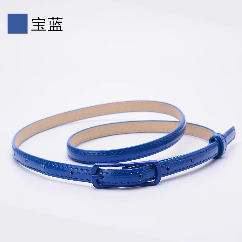 Candy Color Patent Leather Belt Sweetness Womens PU Leather Belts Thin Skinny Waistband Adjustable Belt Woman Belts For Dress - Цвет: navy blue