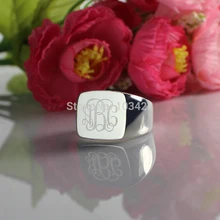 Customized Sterling Silver Monogram Rings Personalized Cut 3 Monogrammed Initials In Square Name Ring цена Customized Sterling Silver Monogram Rings Personalized Cut 3 Monogrammed Initials In Square Name Ring цены онлайн