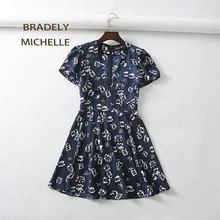 BRADELY MICHELLE, Летнее мини платье, сексуальное, v-образный вырез, короткий рукав, с принтом, платья для женщин на молнии