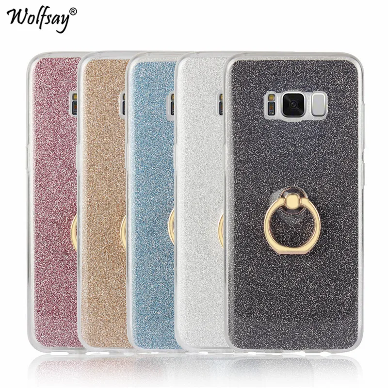 Luxury Bling Glitter Case For Samsung Galaxy S8 Plus Cover Soft TPU Ring Holder Phoen Shell G955 |
