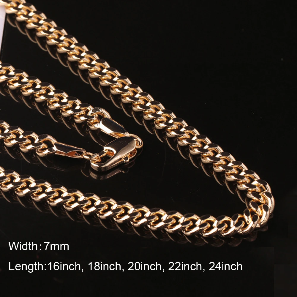 

100pcs Wholesale Men Jewelry Necklaces 16-24inch 7mm Width Gold color Figaro Chain Necklace For Men Fashion Free Shipping