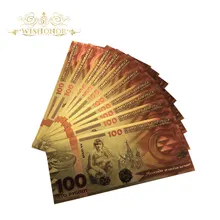 10 шт./лот товары продукты для России банкноты 100 рублей банкноты в К 24 К золото поддельные бумажные деньги подарок