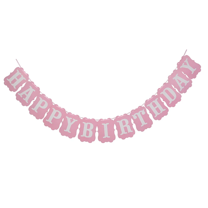 

New 1 set Glitter Happy Birthday Bunting Banner 13 Letters Hanging Garlands Pastel Pink String Flags Baby Shower Party Decor