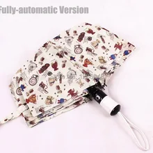 Модный мультяшный медведь полностью автоматический зонт Взрослый Анти-УФ три складной зонт от дождя и солнца Открытый прочный женский зонт