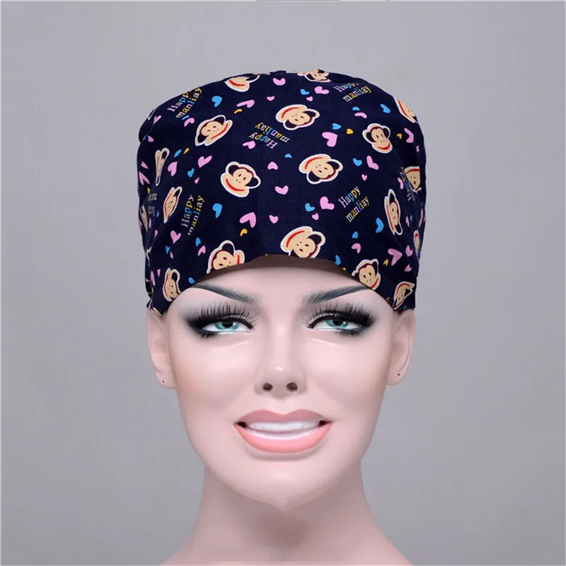 

Cute Monkey Print Medical Scrub Cap Dental Clinic Surgical Hap for Men and Women Medical Accessories Heathcare Doctor Work Hat