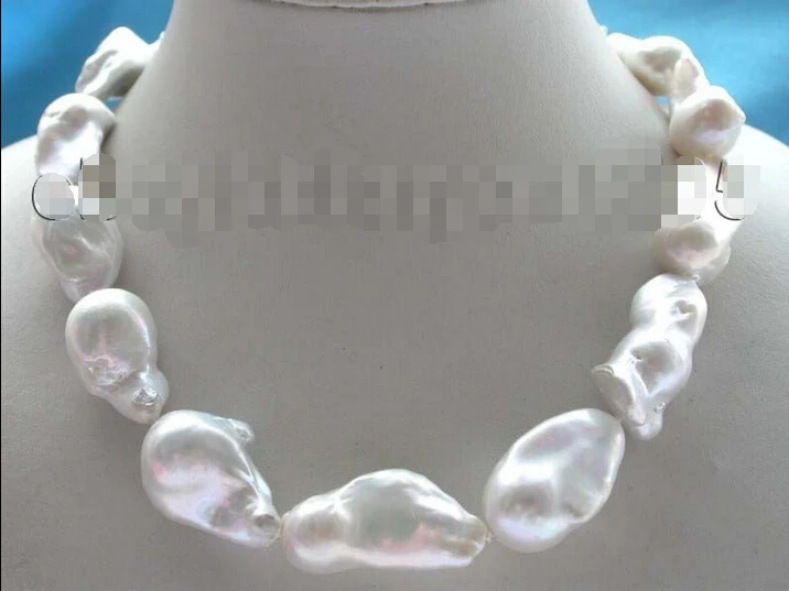 

fast 17" Genuine Natural 36mm White Reborn Keshi Pearl Necklace 14KGP!