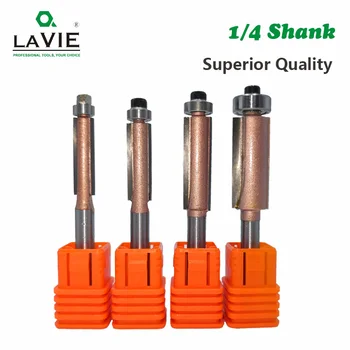 

LAVIE 4pcs Superior 1/4" Shank Flush Trim Router Bit Straight Wood Milling Cutters for Woodwork 1/4" 5/16" 3/8" 1/2" MC01151