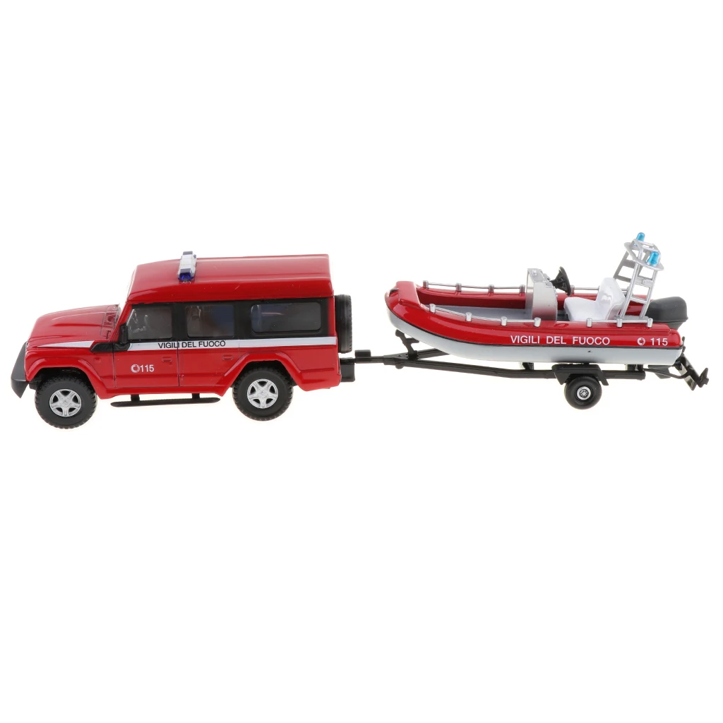 

1:43th Diecast Red Fire Engine with Tugboat Vehicle Model Climbing Truck Hobby Kids Children Toy