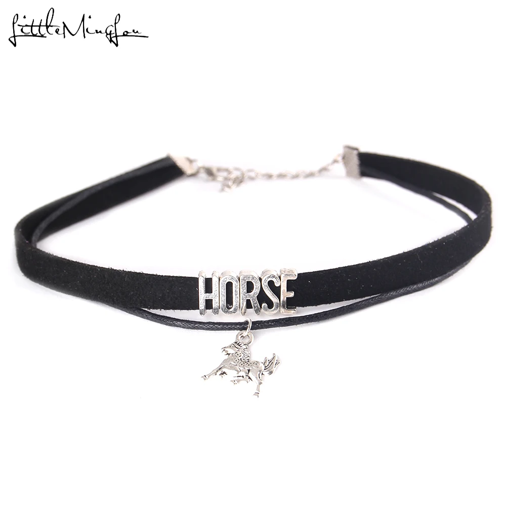 

Fashion HORSE Women Choker Necklace horse Charm Pendant Velvet handmade Collar Jewelry for women Collares Mujer accessories