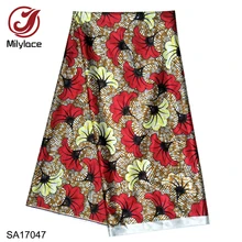 Milylace Новое поступление цифровой принт, атлас Материал Африканский Воск дизайн ткань высокого качества нигерийский атласная ткань для платья SA17047