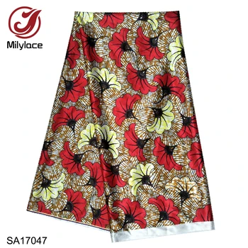 

Milylace new coming Digital print Satin material African wax design fabric high quality nigerian satin fabric for dress SA17047