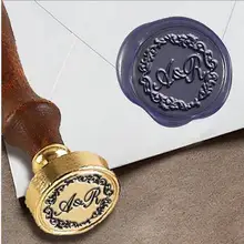 Именной вензель 2-начальная индивидуальная восковая печать штамп " штампа-#328 Шелли Аллегро Duogram с цветочной каймой