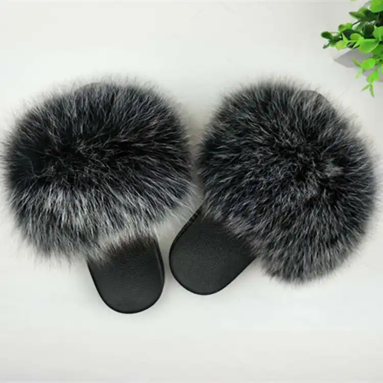 ladies fluffy sliders