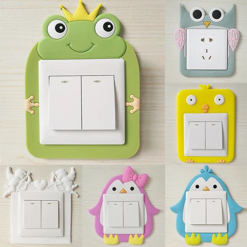 

Cartoon Creative Wall Stickers Home Decoration Waterproof Cute 1PC Silicone Luminous Power Socket Stickers Switch Stickers
