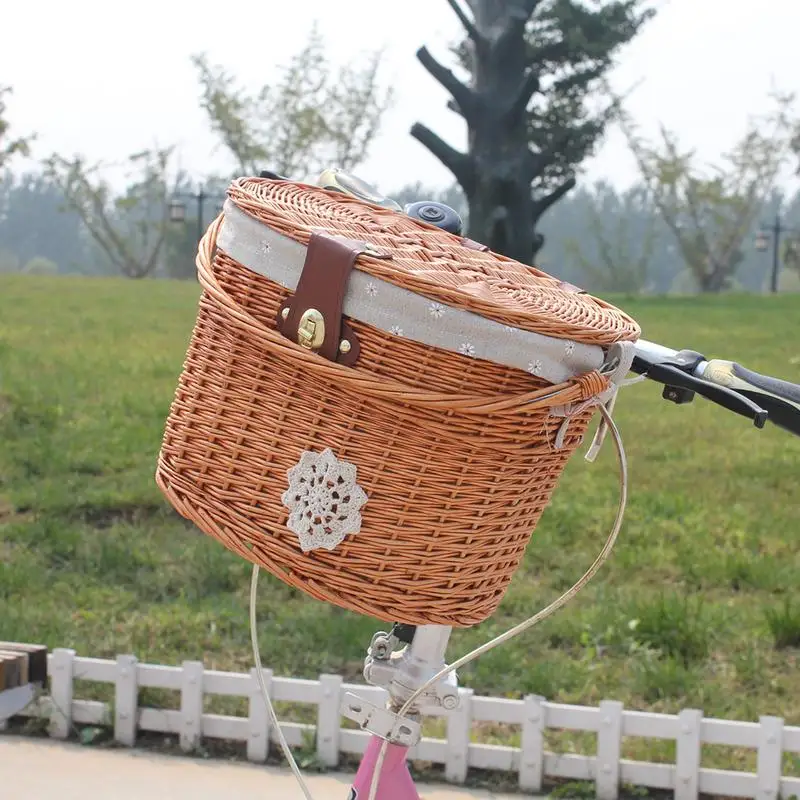 Hot Sale Bicycle Wicker Basket Natural Brown Rattan Wicker Bicycle