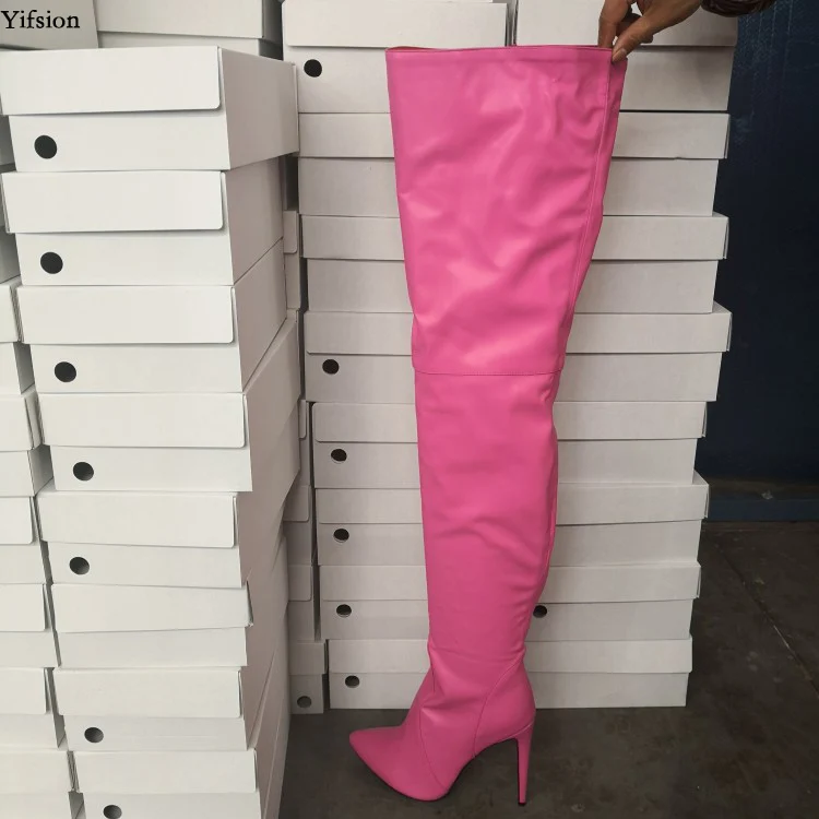 pink knee boots
