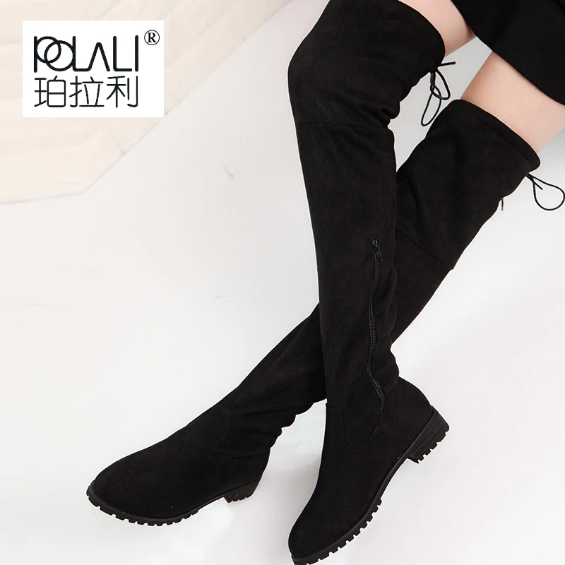 Knee high black winter boots
