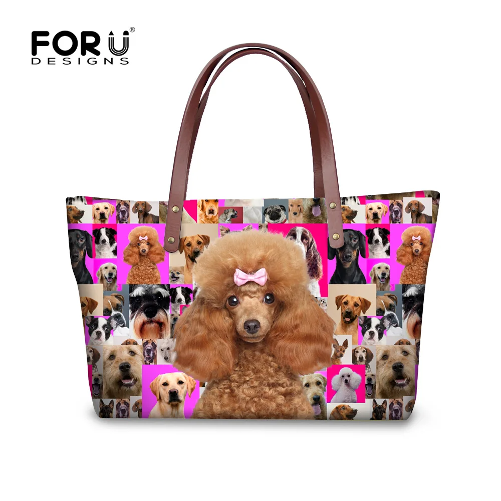 

2016 Women Shoulder Bag Fashion Women Handbags Animal Cute Poodle Print Ladies Top-Handle Bag Rottweiler Pug Dog Shopping Bags