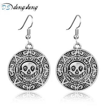 

dongsheng Hip Hop Jewelry Movie Caribbean Pirates Earring Vintage Horror Round Skull Dangle Earring for Women Girl-15
