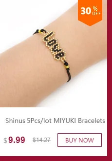 Браслет Shinus Miyuki, женские браслеты со сглаза, 5 шт./партия, Fatima Hand Pulsera Mujer,, бисер, ручная работа, ювелирные изделия Хамса