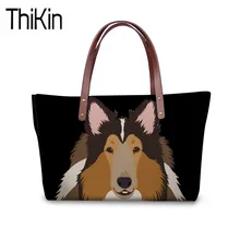 THIKIN грубая сумка с принтом колли для женщин большой емкости на плечо женские сумки шопперы с ручкой сверху для женщин Дорожная сумочка