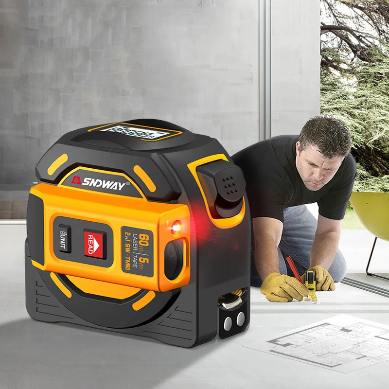 KALAIDUN Tape Measure Laser 2in1 Laser Measure 40M60M Tape Measure 5M  LCD Digital Display Magnetic Hook Screwdriver Nylon DIY10