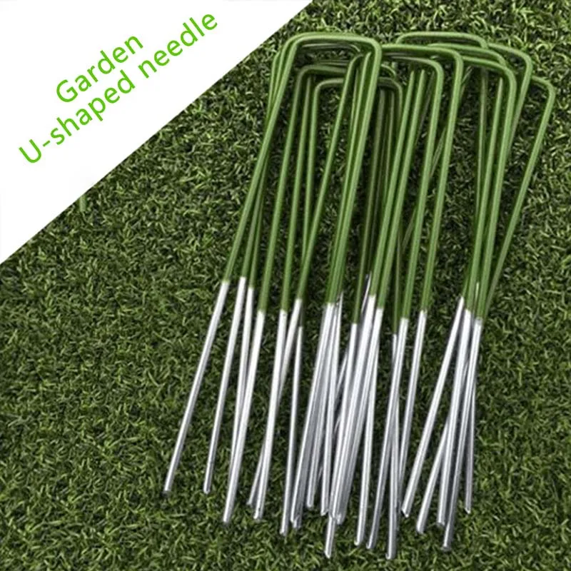 

New Half Green Artificial Grass Turf U Pins Metal Galvanised Pegs Staples Weed Household Tools Garden Plant Fence Durable Fences
