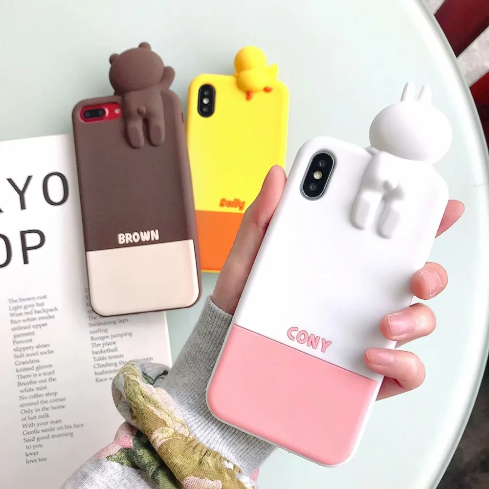 Чехол ORYKSZ 3D с мультяшным кроликом для iPhone X XR XS Max 7 8 Plus мягкие силиконовые чехлы из