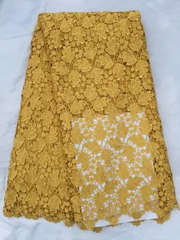 

New arrival african lace fabrics high quality yellow cord lace guipure lace fabric for party dress Nigerian lace fabric 5yard