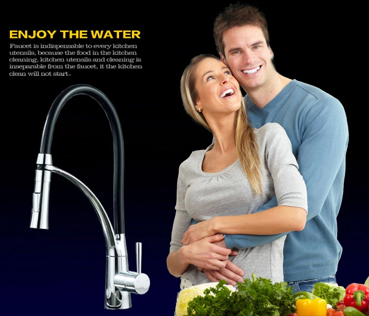 Description Picture 5 of itemKitchen Sink Faucet Pull Down Rotating Black Sink Tap Hot And Cold Water Mixer Brass Faucet Tap Deck Mounted Mixer Taps