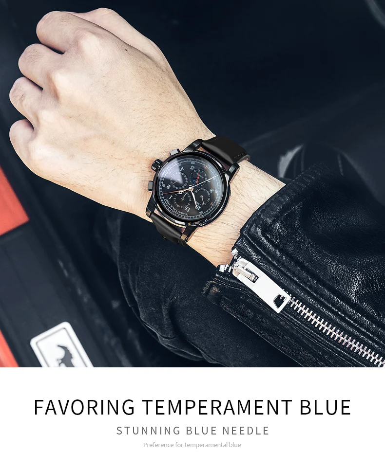 Швейцарский Лидирующий бренд Сапфир Мужские механические часы автоматические модные роскошные кожаные часы Ретро водонепроницаемые Relogio Masculino