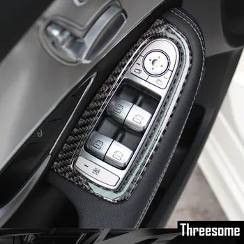 

SRXTZM Window Control Panel Glass Lift Switch Cover Protector Trim Interior Sticker Carbon Fiber For Benz C GLC C180 C200 C260