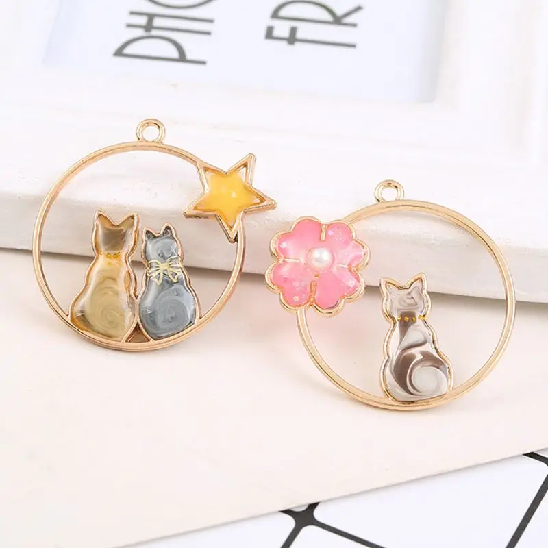 

5Pcs Cute Moon Cat Blank Resin Frame Pendant Open Bezel Setting Jewelry Making