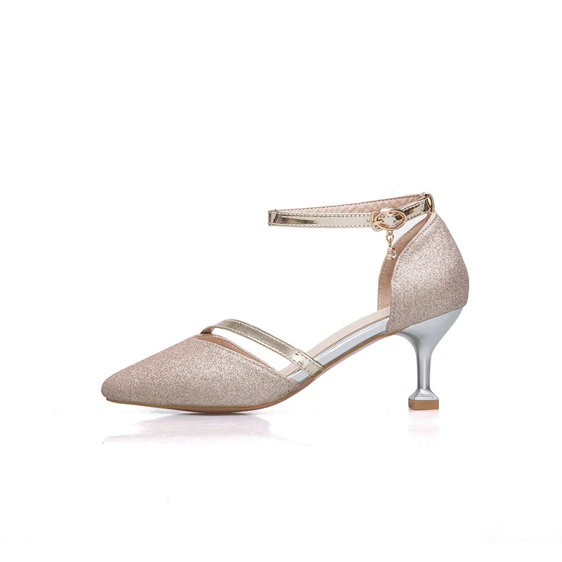 silver Pompes Pour Haute Style Plus Cuir Mariage Pu Pointu Talons En Femmes Ville Gloden De Bout Taille La Soirée 2018 Chaussures Fun Doux Gloden wpgvSqxI