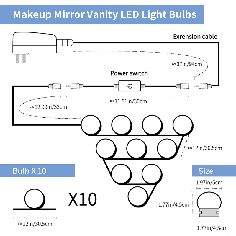 Косметический Зеркальный туалетный светильник, 85-265 в, столик для макияжа, лампы 6, 10, 14 шт., светодиодный светильник, лампочка, светильник для туалетного зеркала, бесступенчатая диммируемая лампа