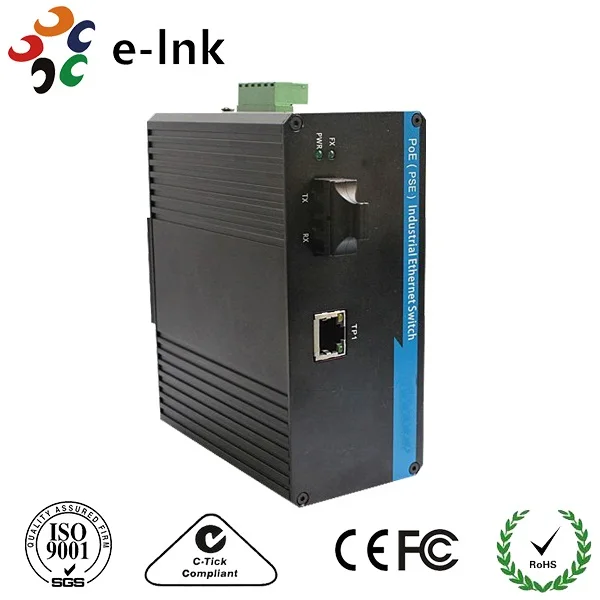 IEEE 802.3af/AT 1-Порты и разъёмы 10/100 м din-рейку POE промышленные Ethernet к -волокна media converter