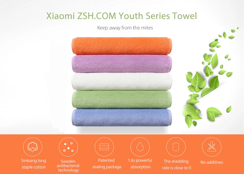 Xiaomi Youth Series Towel Microfiber Cotton Fabric Antibacterial Water Absorption Towels With Healthy Sealed Bag (1)