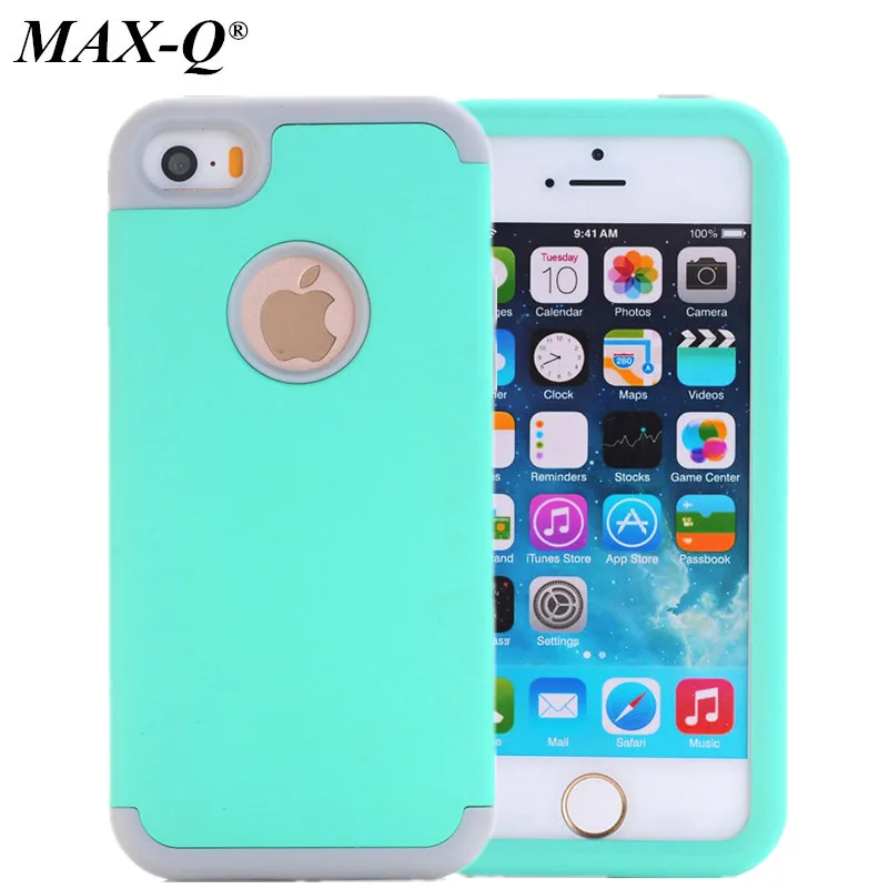 

MAX-Q Nice Colorful Silicone Varnish 3 in 1 Heavy Duty Anti Shock Armor Hard Case Cover For Apple iPhone 5C 5 5g SE 5S Cover