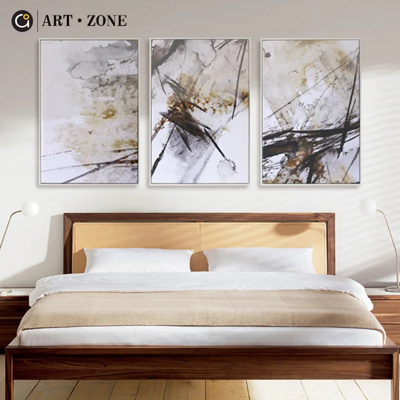 

ART ZONE Abstract Ink Lines Canvas Painting Modern Minimalism Wall Art Watercolor Poster Prints For Living Room Bedroom Decor