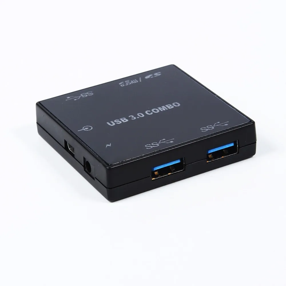 Новые 4 порта usb 3,0 концентратор кард-ридер с адаптером питания Подсветка дизайн, с номером отслеживания