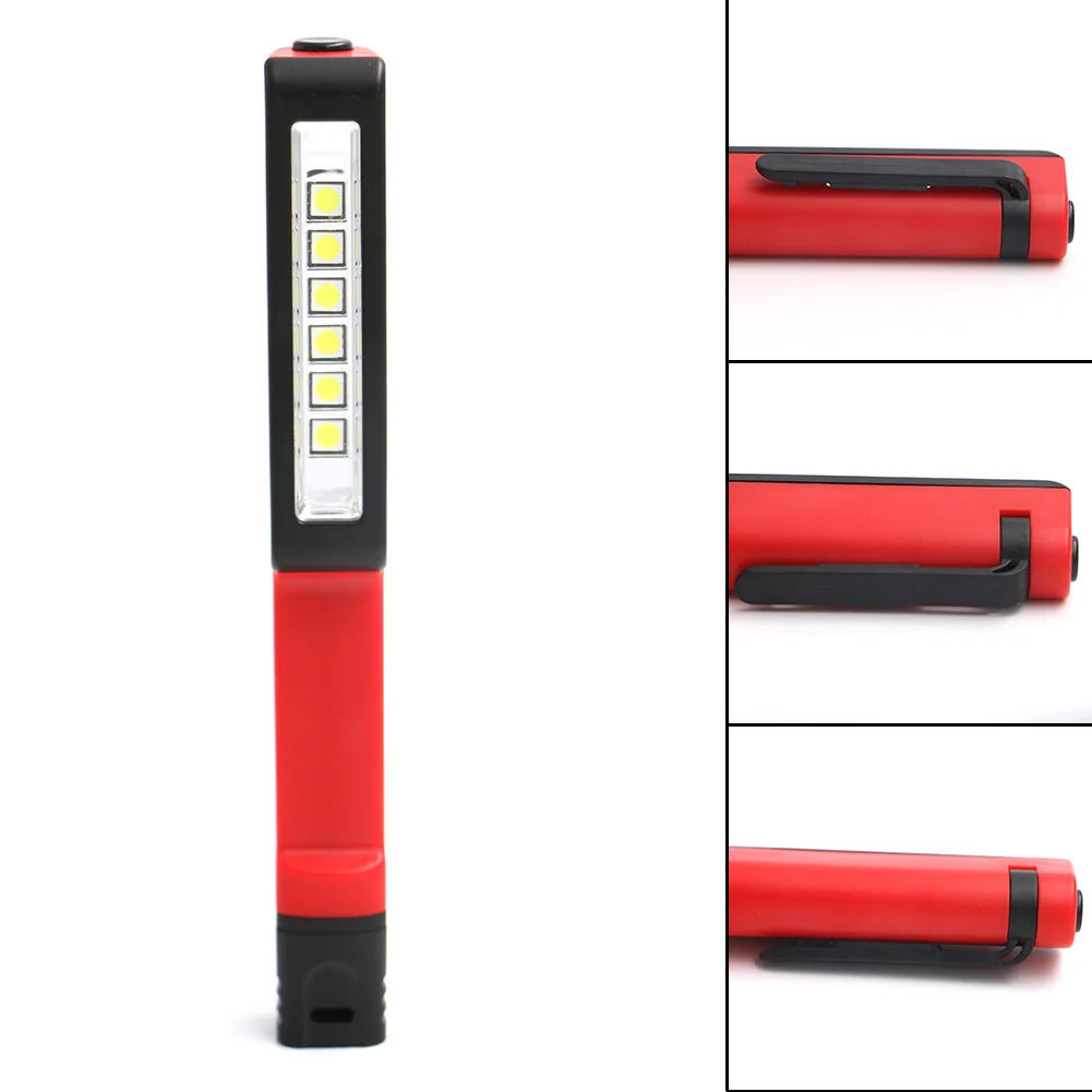 Portable Mini LED Pen Shape flashlight 6*SMD LED Strong Rotation Hook lanterna