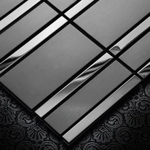 Черная металлическая мозаичная плитка из нержавеющей стали, фоновая настенная плитка для гостиной, крыльца, столовой