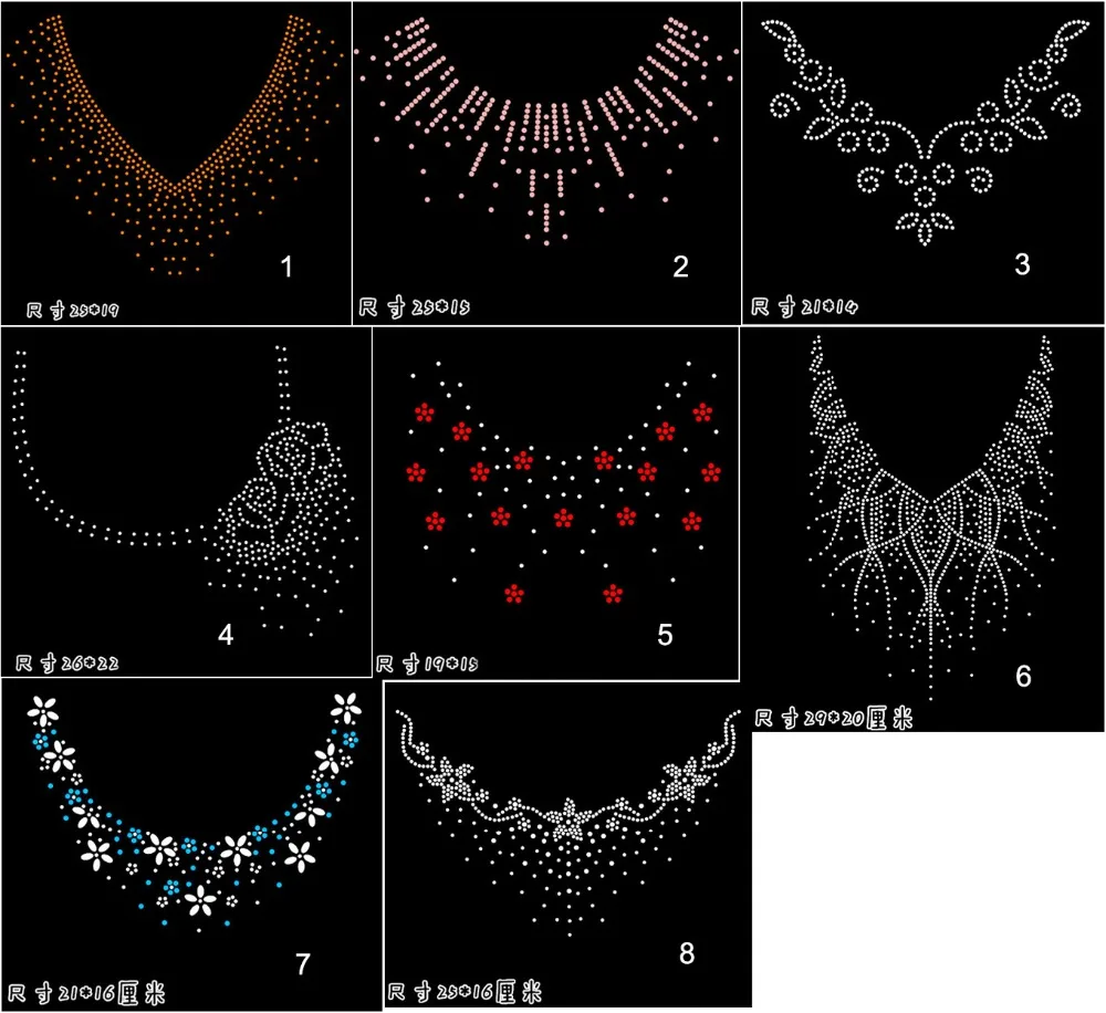 A Piece of Flower Collar Rhinestone Appliqu\u00e9 IPA090 Iron On Rhinestone Transfer Bling Hot Fix Motif Applique