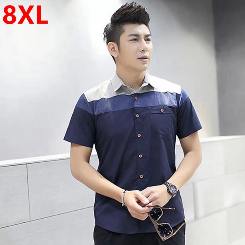 Big Size men short sleeved shirt 8XL Big and Tall half sleeve shirt ...