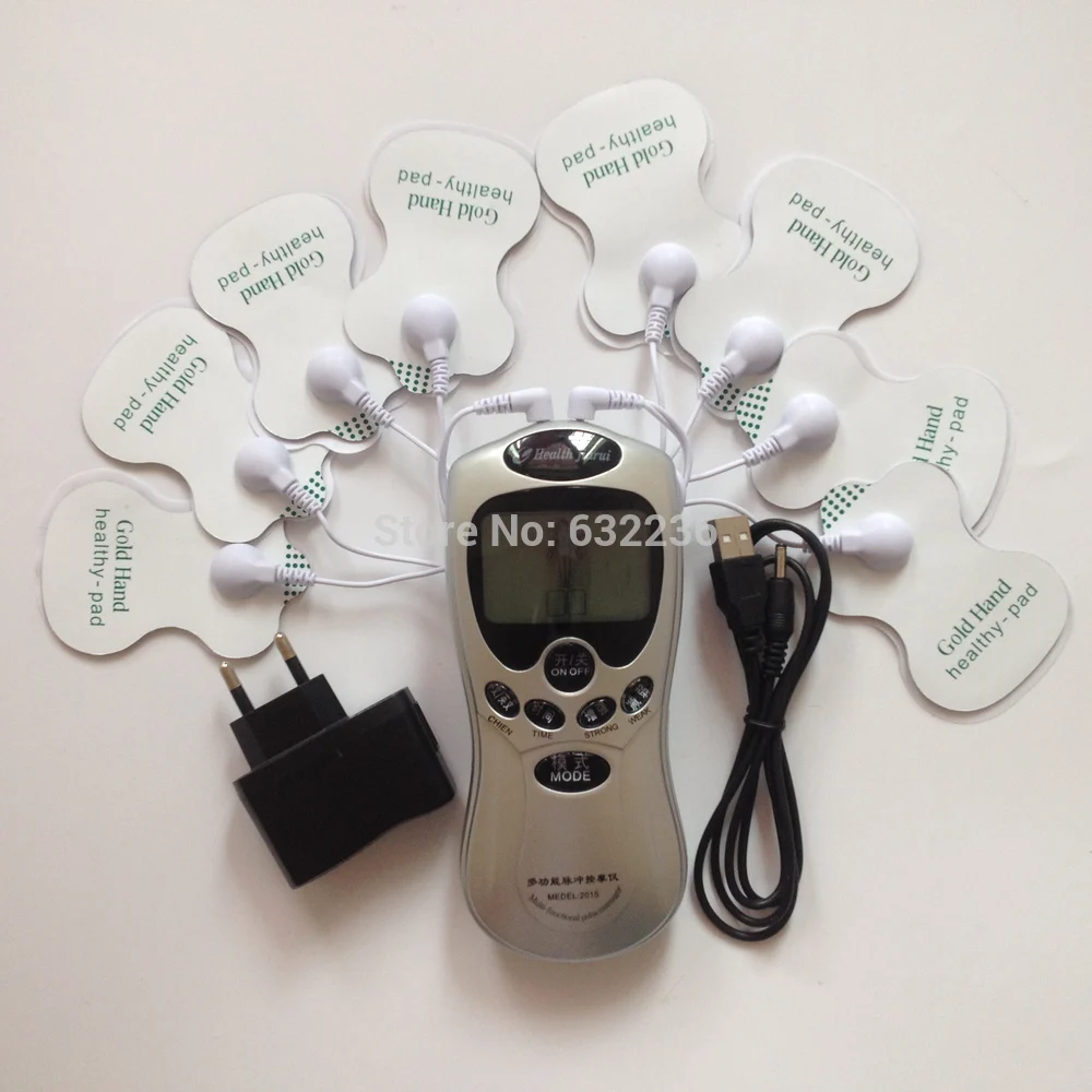 

New Dual input Electrical Stimulator Full Body Relax Muscle Massager,Pulse tens Acupuncture therapy+8 Electrode pads