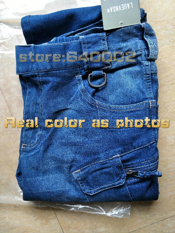 JEANS MEN 2019 Cargo Elastic Waist Jean Pants High Quality Clearance Tactical Denim Multi Pocket Male Trouser Cargo Jeans Men
