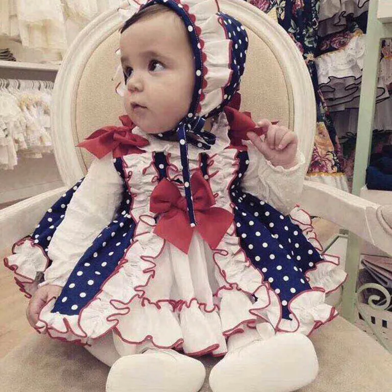 

5440 Dot Toddler Ruffles Lace Tutu Princess Baby Girl Dress Summer Wedding Party Kid Dress For Girl Wholesale baby girl clothes