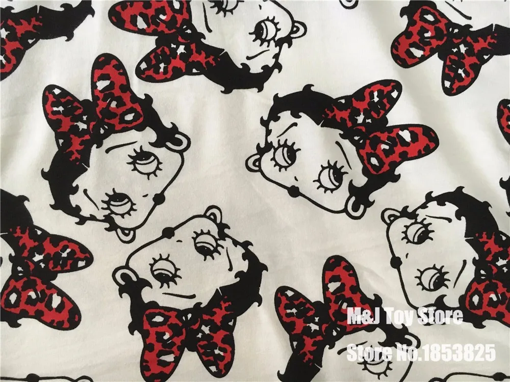 

50*155cm Cartoon Betty elasticity knitted Lycra cotton fabric For Sewing diy Patchwork Parent-child Clothing ,baby clothes