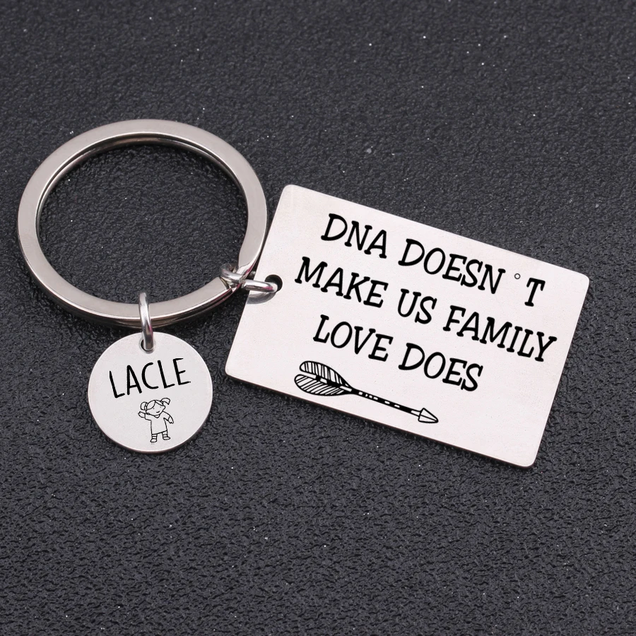 Key Chain&quotDNA Doesn't Make Us Family Love Does&quotStep Parent Gift Pendant Step Mom Dad Private Custom Name Keyring | Украшения и