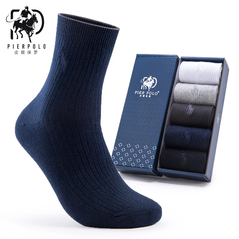 Pier Polo новые мужские модные подарки Хлопковое платье дезодорант дышащие осенние и зимние теплые мужские носки 5 красивых коробок